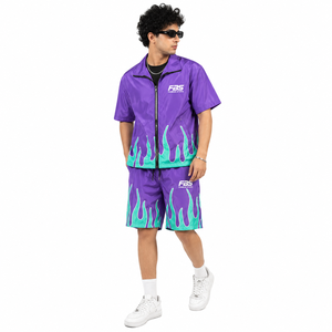 Conjunto de Chaqueta Cortavientos y Pantalones Cortos con Patrón Sólido OEM, Ligero, Transpirable, Ecológico, de Secado Rápido, para Entrenamiento Deportivo y Actividades al Aire Libre - Product Image 1