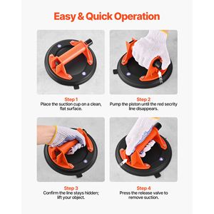 Sollevatore a ventosa per vetro da 8 pollici con manico in ABS, capacità massima di sollevamento 400 libbre, strumento a ventosa per piastrelle per il trasporto - Pratica aspirazione a vuoto - Product Image 3