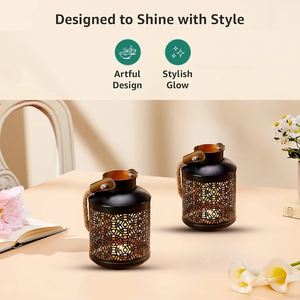 Lanterne en fer artisanale de qualité supérieure, style vintage, porte-bougie décoratif, luminaire suspendu pour la maison, le jardin, la terrasse, le mariage - Product Image 6