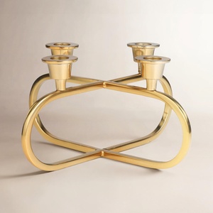 Modern Style 4 Light Gold Candelabra Contemporary Geometric Design For Taper <b>Candles</b> Table Decor Centerpiece Factory Direct - Product Image 3
