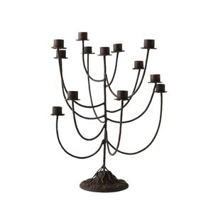 Support à bougies multi-niveaux fait main en fer forgé avec finition en poudre noire mate pour la décoration de jardin et les cadeaux - Product Image 1