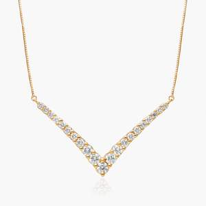 Collar con Barra en Forma de V de Oro Rosa de 14K con Diamante Cultivado en Laboratorio, Colgante de Diamante Graduado, Joyería de Lujo para Compromiso, Boda o Fiesta, Bañado en Rodio - Product Image 5