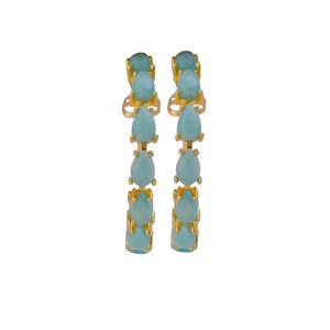 Amazonite anti-ternissement plaqué or pour femmes, boucles d'oreilles élégantes à la mode, clous à la mode, pierres précieuses faites à la main en laiton. - Product Image 2