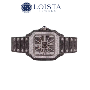 Reloj de cuarzo rectangular de acero inoxidable con incrustaciones de diamantes para mujer, esfera analógica, cristal de zafiro, correa de lujo de 20 mm - Product Image 3