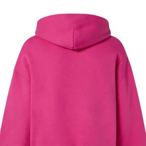 เสื้อฮู้ดฟลีซสีชมพูแบบยูนิเซ็กซ์ ทรงโอเวอร์ไซส์ สวมใส่สบาย มีกระเป๋า ทรงปกติ สีพื้น ผ้าถัก ซิปยาวเต็มตัว - Product Image 4