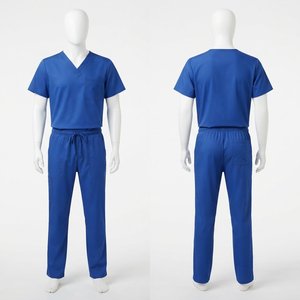 Conjunto de Uniforme Médico Premium de Poliéster y Spandex de 160 GSM, Azul Rey, Cuello en V, Pantalones Cargo, Logotipo Personalizado, Ropa de Trabajo Médica para Mujer - Product Image 1