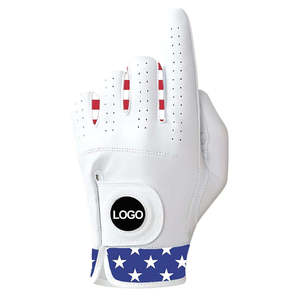 Guante de Golf de Cuero Genuino Blanco con Diseño de Estrellas y Rayas, Transpirable, para Mano Derecha, Unisex, con Cierre de Velcro - Product Image 1