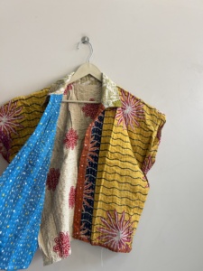 Reversible <b>Kantha</b> Short <b>Jacket</b> Women Boho Vintage Patchwork Cotton Summer Coat - Product Image 4
