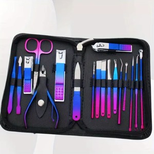 9 18pcs Set Professional Stainless Steel Manicure & Pedicure <b>Kit</b> Precision <b>Nail</b> Care with Travel Case with Luxurious Gradient - Product Image 5