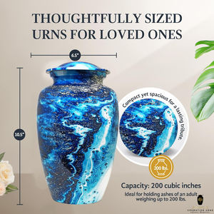 Urne funéraire Galaxy pour cendres humaines |   Urne funéraire en métal pour adultes |   Urne commémorative personnalisable écologique de 220 pouces cubes - Product Image 5