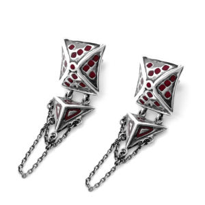 Boucles d'oreilles pendantes géométriques pyramidales Silver Mountain SKU7553 en perles d'eau douce et argent sterling 925 – Cadeau de mariage et de fête - Product Image 3