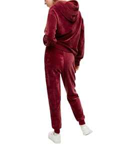 Survêtement d'hiver pour femmes de haute qualité, personnalisé, en velours léger avec motif uni et fermeture élastique à la taille, design simple - Product Image 2
