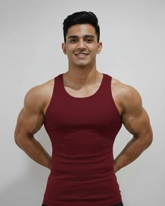 Men's Lightweight Solid Cotton Breathable <b>Knitted</b> <b>Tank</b> <b>Top</b> O-Neck Casual Style <b>Black</b> - Product Image 5