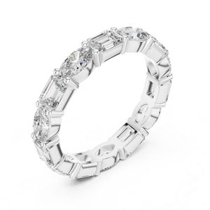 แหวนหมั้นเพชรทรงรีและมรกตทองคำขาว 14K สำหรับผู้หญิง |   เพชรที่เพิ่งเพาะเลี้ยง - Product Image 5