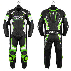 Combinaison en cuir pour moto Speed Freak pour homme, manches longues, respirante, vêtements de course, noir, vert, blanc - Product Image 2