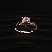 Bague solitaire florale avec diamant de laboratoire rond brillant de 4,00 carats et pierre marquise latérale, certifiée IGI, jaune, blanc, rose