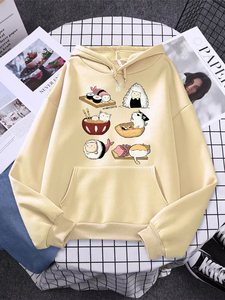 Sweat-shirt à capuche pour femme, qualité professionnelle, imprimé Sushi Cat's Day Harajuku, vêtements de mode pour femme, sweat-shirt en polaire pour l'automne - Product Image 2