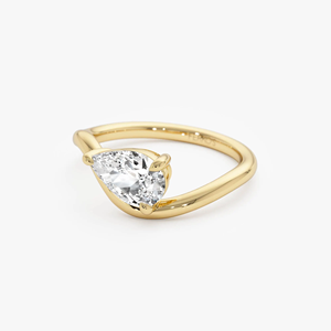 Pear Cut 1 Carat Diamond Engagement Ring Women's Yellow Gold Romantic Style Natural Diamond Jewelry - Product Image 4