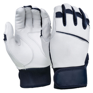 Guantes de Bateo de Béisbol Personalizados, Blancos y Azul Marino, de Cuero, Transpirables, con Agarre Flexible, Ajuste Seguro, Muñequera Ajustable, Deportivos, OEM, al por Mayor - Product Image 1