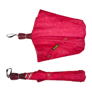 Parapluie de voyage compact PUMA7 rouge à 2 plis pour hommes et femmes, parapluie de pluie léger à motif floral avec armature en acier allié - Product Image 3