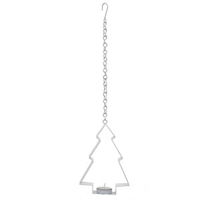 Portavelas Colgante de Metal Blanco con Forma de Árbol de Navidad, con Silueta Geométrica, para Decoración Festiva y Navideña - Product Image 2