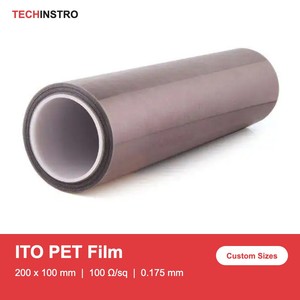 ฟิล์ม PET ITO 200x100 มม. 100 โอห์ม/ตร.ม. ฟิล์มนำไฟฟ้าแบบยืดหยุ่นโปร่งใสสำหรับการวิจัยอิเล็กโทรโครมิก ป้องกันไฟฟ้าสถิต และเซ็นเซอร์ - Product Image 2