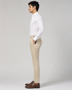 Pantalon habillé décontracté pour homme Active Squad, coupe droite, en molleton 100 % coton, poids moyen, boutonné, infroissable, avec ceinture, devant plat - Product Image 2
