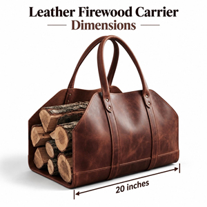 Sac de transport pour bois de chauffage en cuir véritable vintage, robuste, portable, pour foyer, sac de transport pour bûches, sac de transport extérieur LLR-0122 - Product Image 2