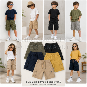 Shorts cargo pour enfants à faible MOQ, en sergé, multi-poches, style utilitaire, pour garçons, fournisseur de stock RMG du Bangladesh, vêtements décontractés, vente en gros - Product Image 5