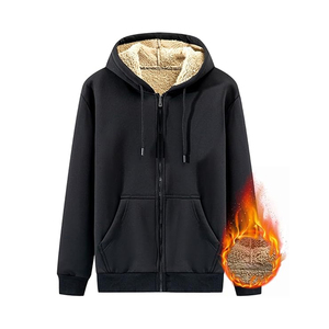 Sudaderas con Capucha para Hombre de Alta Calidad y Comodidad, 100% Algodón Felpa, Manga Larga con Cierre, Ecológicas, Transpirables, Anti-Pilling, Color Negro - Product Image 2