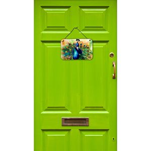 Nouvelle Décoration Murale Multicolore Paon, Impressions Suspendues sur Plaque Métallique en Aluminium pour Cuisine, Bar, Salle de Bain - 8HX12W - Product Image 2