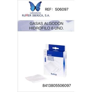 Garza Medica in Cotone Idrofilo Baikim, 6 Unità, per Medicazione Ferite, Non Sterile - Product Image 1