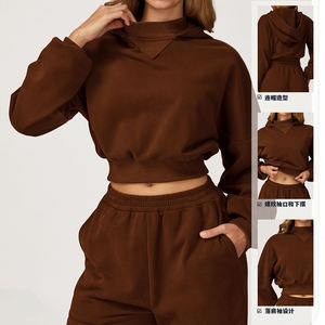 Customize Logo Winter Women Plus Size Streetwear <b>Hooded</b> Short Crop Top <b>Zip</b>-Up Pullover Hoodies - Product Image 2