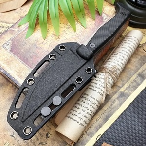 มีดพับแบบ Tactical Drop Point เหล็กดามัสกัส ด้ามไม้ หนา 0.5 มม. คุณภาพระดับอุตสาหกรรม OEM ปรับแต่งได้ ใช้ในครัวสำหรับทำอาหาร ใบมีดตรง 2 นิ้ว - Product Image 3