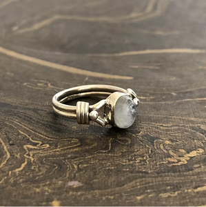 Vintage Style Double Layer Band Gemstone <b>Ring</b> with Moonstone Jewelry for Everyday Wear - Product Image 3