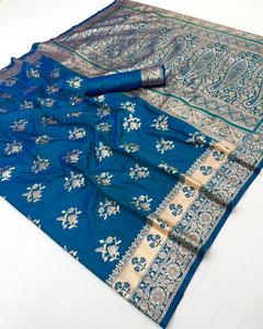 ผ้าส่าหรีแบบลำลองความยาวปกติสำหรับใส่ในชีวิตประจำวัน ผ้าส่าหรีไหมบานาราซีแท้เนื้อนุ่มสำหรับงานปาร์ตี้และงานเฉลิมฉลอง - Product Image 6