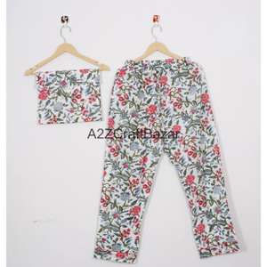 Conjunto de Pijama de Algodón 100% con Estampado Floral Romántico para Mujer, con Cintura Elástica y Mangas Largas, Ropa de Dormir Suave y Transpirable - Product Image 3
