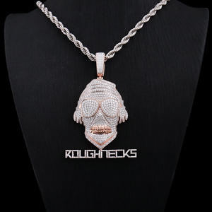 Colgante de Plata 925 Bañado en Oro de 14K con Diseño de Cara de Mono y Gafas de Sol, Estilo Hip Hop, Unisex, para Uso Diario - Product Image 4