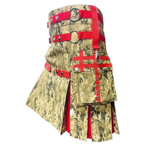 กิ๊ลท์ลายพรางสก็อตสีแดงสำหรับผู้ชายปี 2026 กิ๊ลท์ผ้าฝ้ายไฮแลนด์แบบจีบ กิ๊ลท์แฟชั่น - Product Image 3