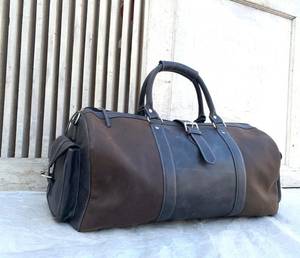กระเป๋าเดินทางหนังแท้เกรดพรีเมียมสำหรับผู้ชาย ขนาดใหญ่ จุของได้เยอะ เหมาะสำหรับเดินทาง ท่องเที่ยว ออกกำลังกาย พร้อมสายสะพายปรับได้ สีตามสั่ง MOQ ต่ำ - Product Image 2