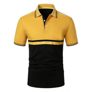 T-shirt Homme Jaune et Noir 100% Coton à Manches Courtes Tricoté Coupe Droite Décontracté avec Logo Avant Séchage Rapide Design Uni - Product Image 4