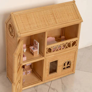 Casa de muñecas en miniatura de ratán para niños, juguetes hechos a mano, casa de muñecas en miniatura - Product Image 6