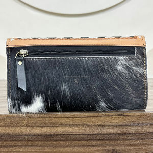 2025 estilo bohemio Blanco y Negro estilo a cuadros cuero de vaca mecanizado a mano bolso de mano y monederos de piel de vaca genuino único para mujer - Product Image 5