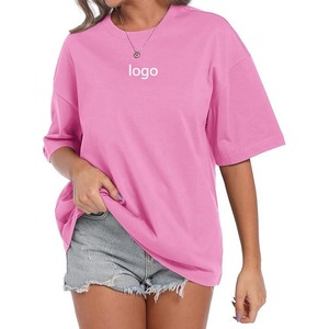 Plus Size Women Oversized T Shirt Pink Crew Neck <b>Three</b> Quarter Sleeve Long Length Solid Color Jersey Fabric Casual Top - Product Image 4