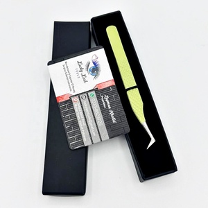 Pince à cils volume en forme de L vert d'été de marque privée pince à épiler en acier inoxydable durable méga volume cils pince à épiler - Product Image 3