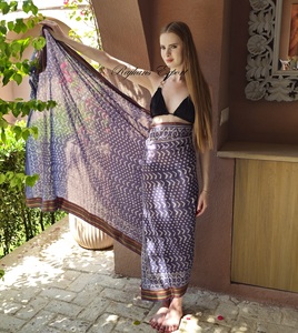 Pareo de algodón Zari para mujer, hecho a mano con estampado de bloques, pareo de playa, pareo de algodón Zari, pareo de playa ligero de algodón. - Product Image 6