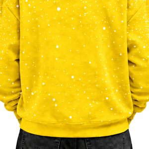 Bright Yellow <b>White</b> Speckled Print <b>Men</b> Pullover Hoodie Oversized Fleece <b>Sweatshirt</b> Long Sleeve Kangaroo Pocket Casual Streetwear - Product Image 5