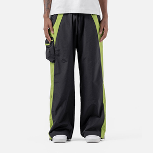 Wholesale High Quality <b>Men's</b> Nylon Track Pants Straight <b>Wide</b> <b>Leg</b> Zipper Breathable Streetwear Casual Sports <b>Trousers</b> - Product Image 2