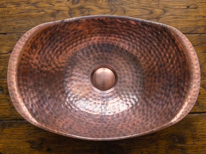 Hammered Copper Vessel Sink Oval Wave <b>Bathroom</b> Basin Handmade <b>Rustic</b> Modern <b>Vanity</b> Wash Basin Luxury Decorative Copper Sink - Product Image 6