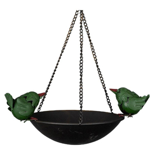 Comedero para pájaros colgante de metal rústico antiguo con techo cónico y diseño de pájaro posado para uso en jardín al aire libre, hecho a mano. - Product Image 6